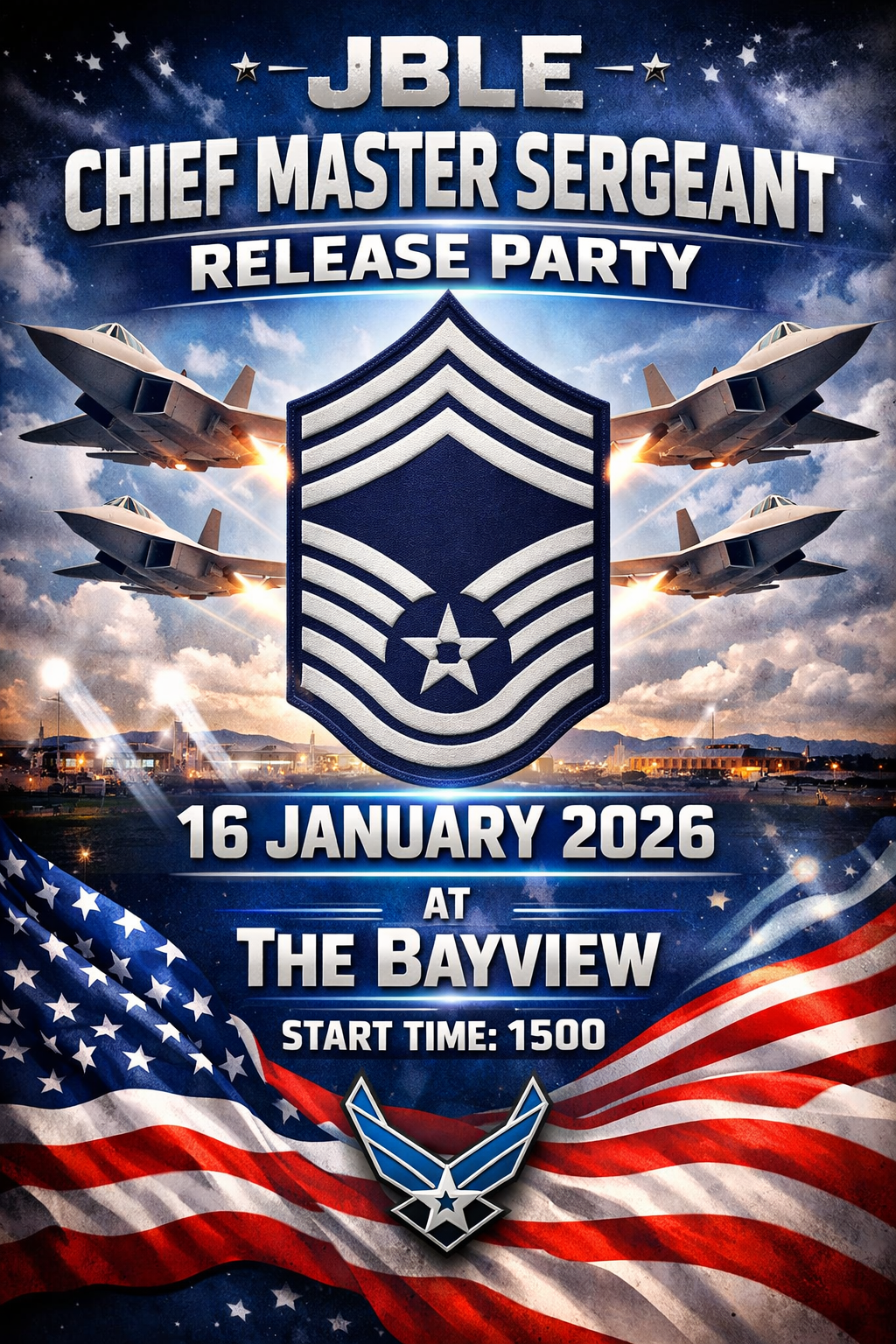 JBLE Chief Master Sergeant Release Party Flyer